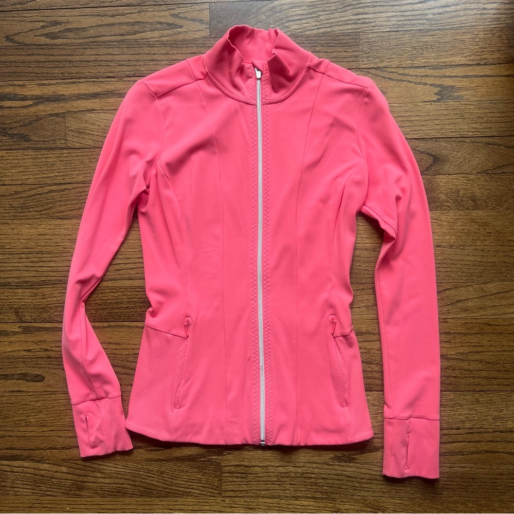 Athleta Pink Athletic Jacket with High Collar and Full Zipper